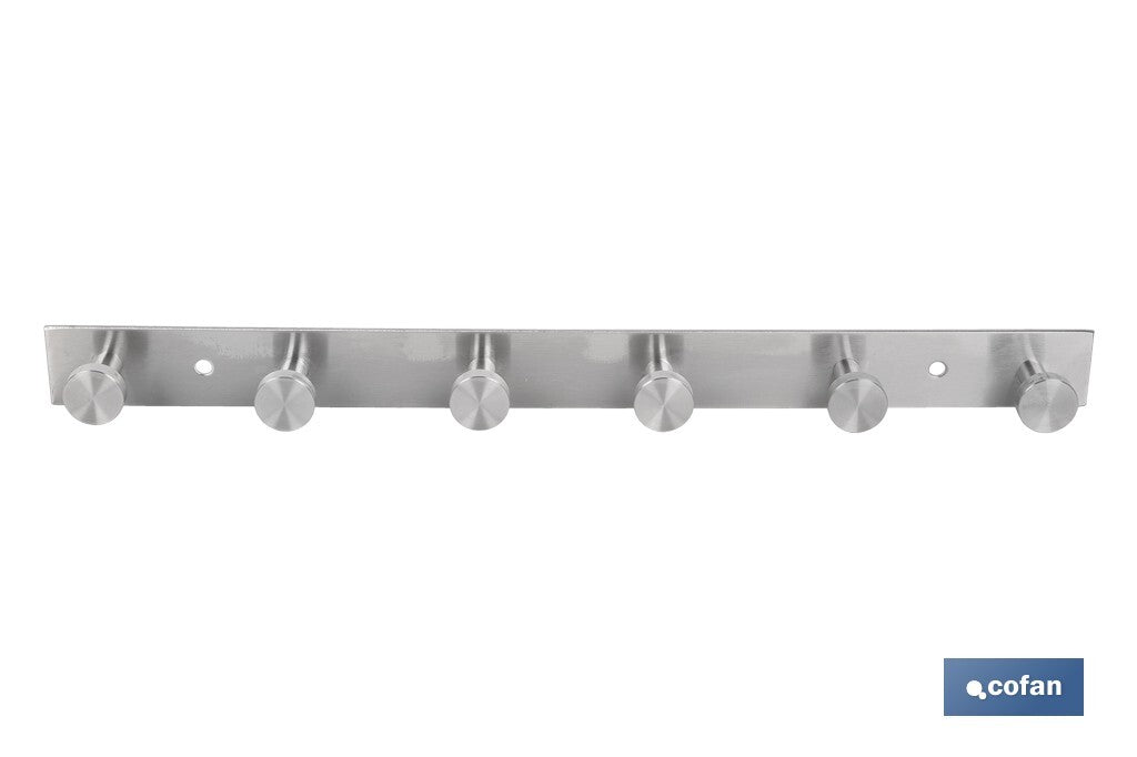 PERCHERO DE PARED DE ACERO INOXIDABLE 304 CON 6 POMOS 33,51 X 2,7 X 2,8 CM