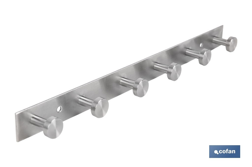 PERCHERO DE PARED DE ACERO INOXIDABLE 304 CON 6 POMOS 33,51 X 2,7 X 2,8 CM