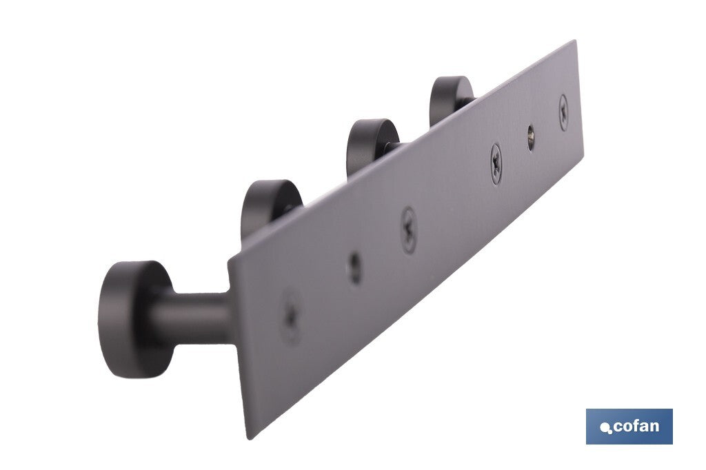 PERCHERO DE PARED NEGRO DE ACERO CON 4 POMOS 21,6 X 2,7 X 2,8 CM