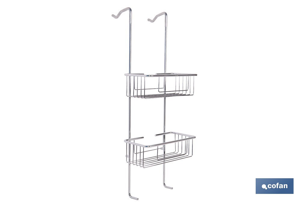 CESTA DE DUCHA DOBLE CON COLGADOR DE ACERO INOXIDABLE 304