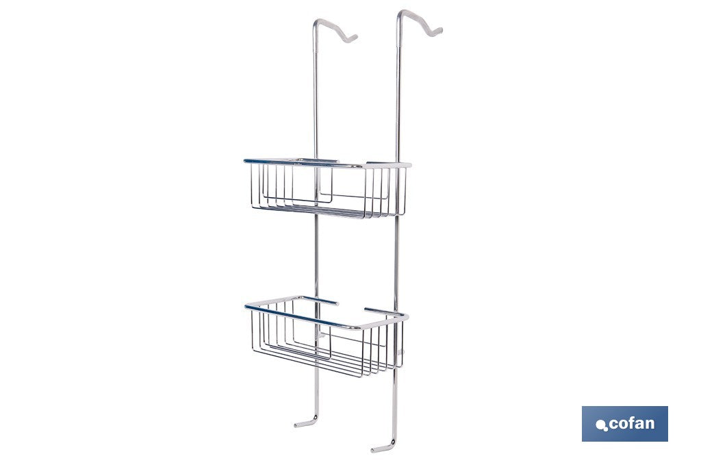 CESTA DE DUCHA DOBLE CON COLGADOR DE ACERO INOXIDABLE 304