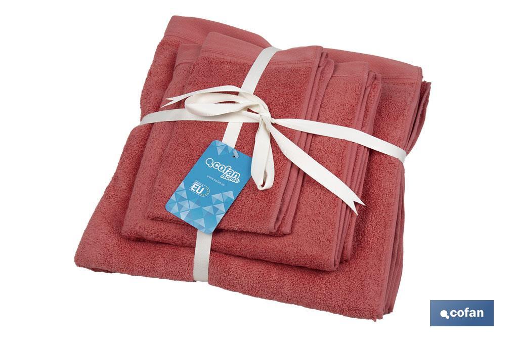 JUEGO DE 3 TOALLAS CORAL 580 G/M2 GAMA JAMAICA 30X50  50X100  70X140 CM