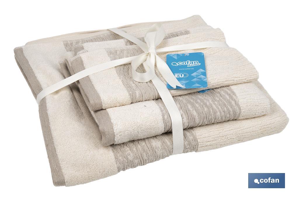 JUEGO DE 3 TOALLAS NATURE 600 G/M2  GAMA ALMA 30X50  50X100  70X140 CM