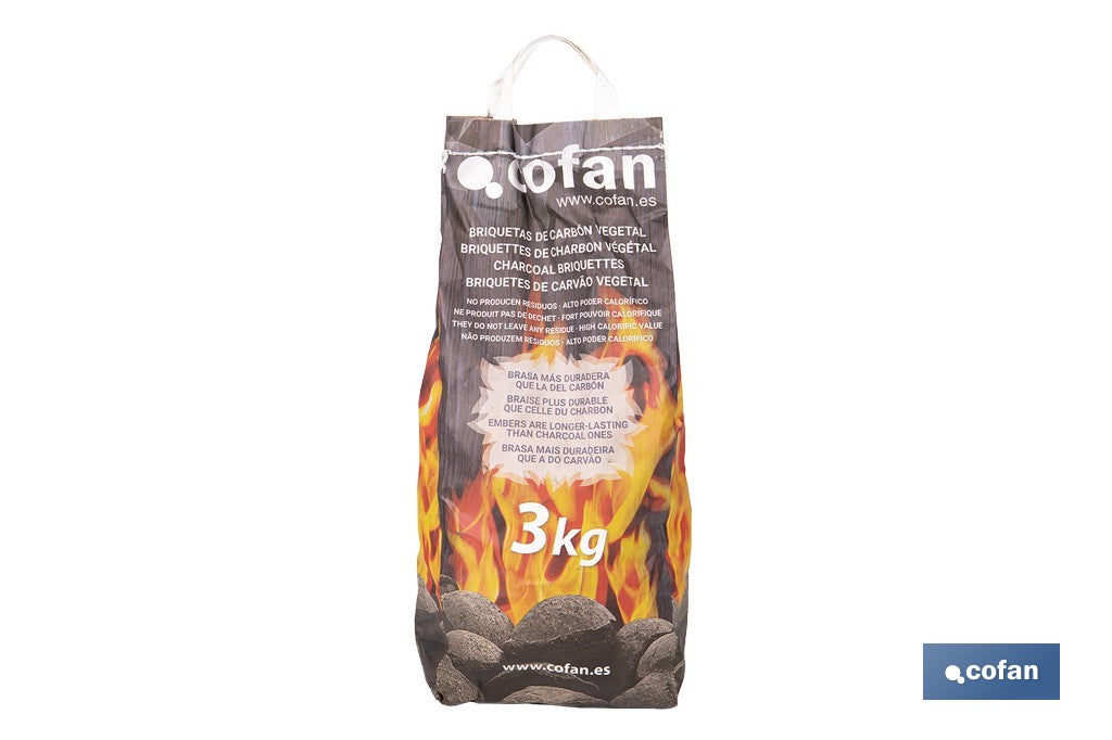 BOLSA BRIQUETAS CARBON VEGETAL 3 KGS