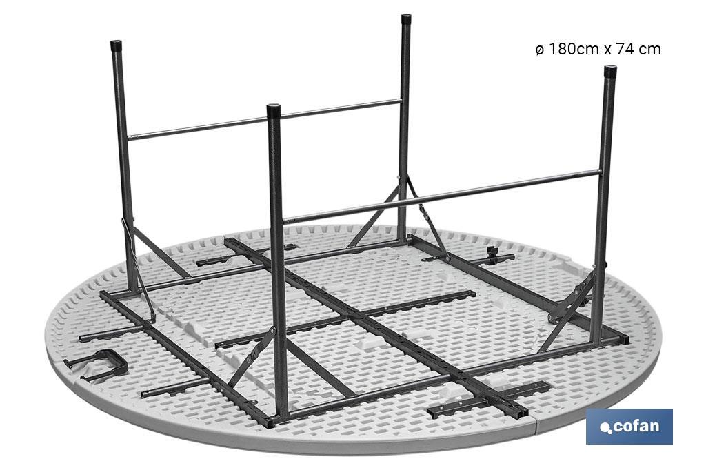 MESA REDONDA PLEGABLE BLANCA 180x74cm
