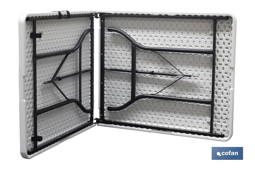 MESA PLEGABLE RECTANGULAR BLANCA CON BLOQUEO DE SEGURIDAD 180x75x72 CM