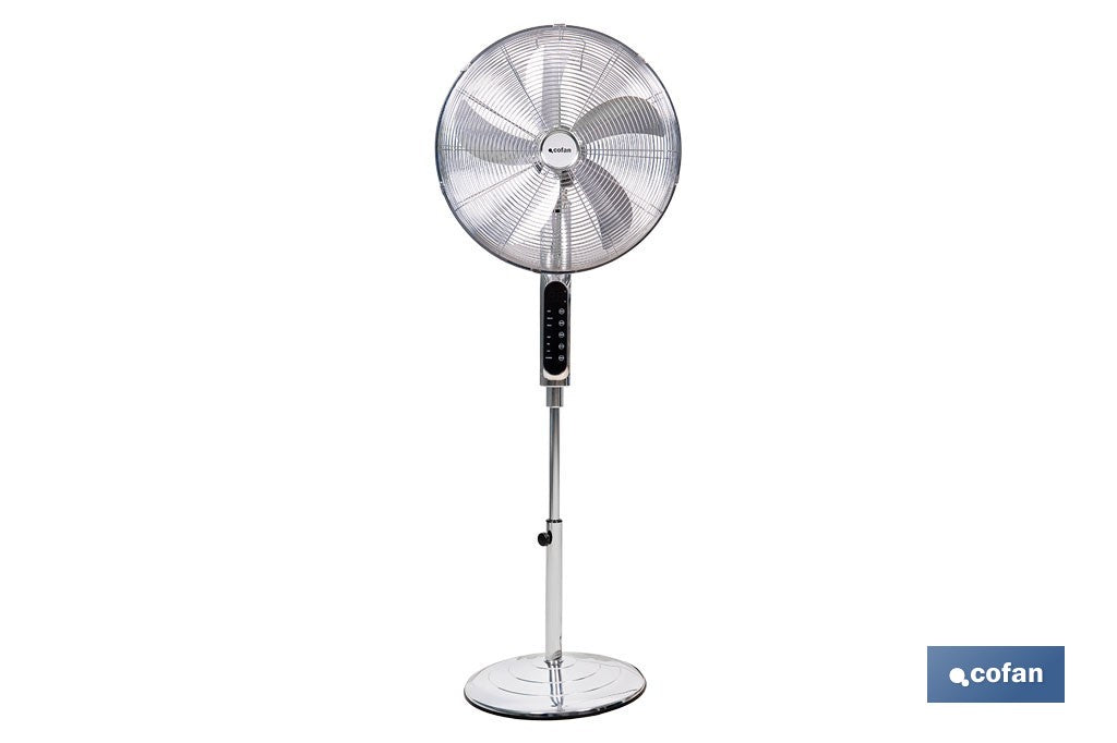 VENTILADOR DE PIE OSCILANTE GRIS METALIZADO OSCILANTE CON 3 VELOCIDADES Y TEMPORIZADOR Ø45 CM 70 W
