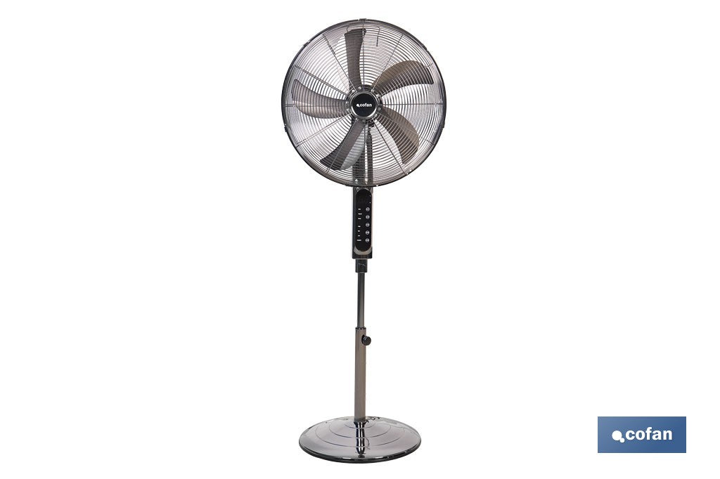 VENTILADOR DE PIE OSCILANTE GRIS PLOMO OSCILANTE CON 3 VELOCIDADES Y TEMPORIZADOR Ø45 CM 70 W