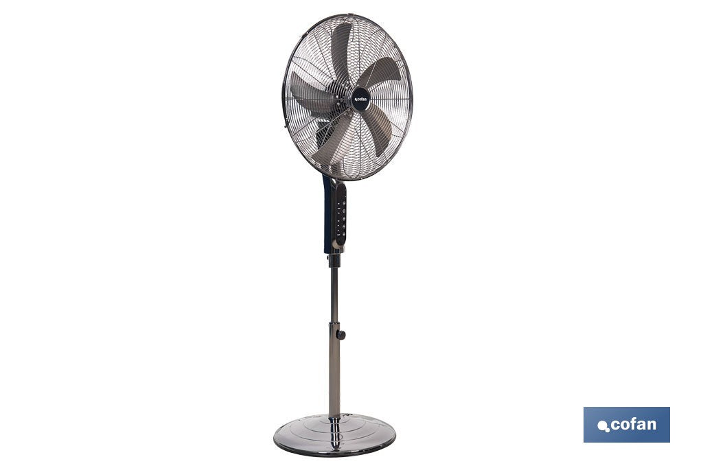 VENTILADOR DE PIE OSCILANTE GRIS PLOMO OSCILANTE CON 3 VELOCIDADES Y TEMPORIZADOR Ø45 CM 70 W