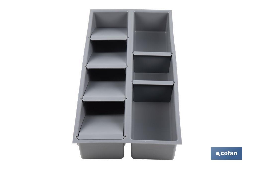 ORGANIZADOR PARA CAJÓN CON SEPARADORES DE COLOR GRIS 20 X 45 X 6,5 CM