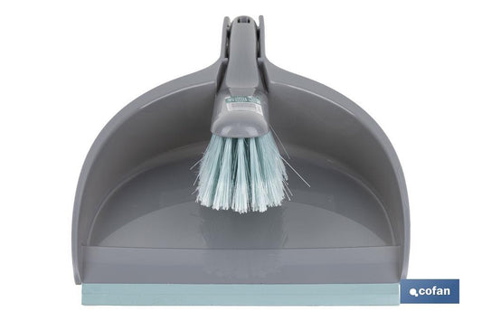 SET DE CEPILLO CON PALA Y BORDE DE GOMA COLOR TURQUESA/GRIS 33 x 23 x 9 CM