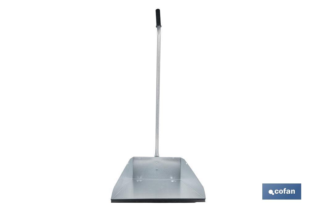 RECOGEDOR INDUSTRIAL GALVANIZADO CON GOMA Y MANGO CURVO