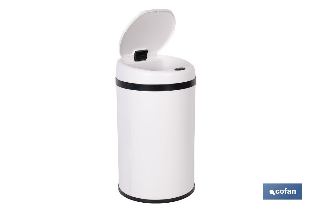 CUBO DE BASURA BLANCO CON SENSOR Y CUBO INTERIOR 30 L 52 X 30,5 CM
