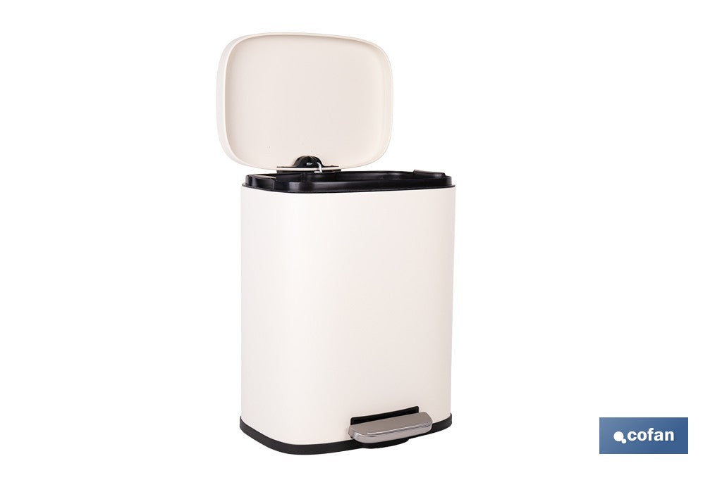 CUBO DE BASURA BEIGE CON PEDAL Y CUBO INTERIOR 20 L 34,2 X 29,3 X 44 CM