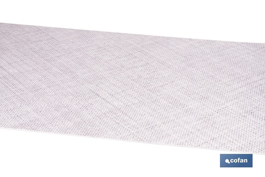 ROLLO DE ALFOMBRA VINÍLICA CON EFECTO JASPEADO GRIS CLARO 84% VINILO 16% POLIÉSTER 52 CM X 20 M
