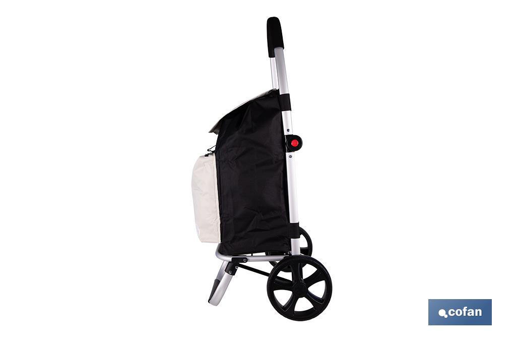 CARRO DE LA COMPRA NEGRO Y BEIGE PLEGABLE DE ALUMINIO CON 2 RUEDAS GRANDES 43 L