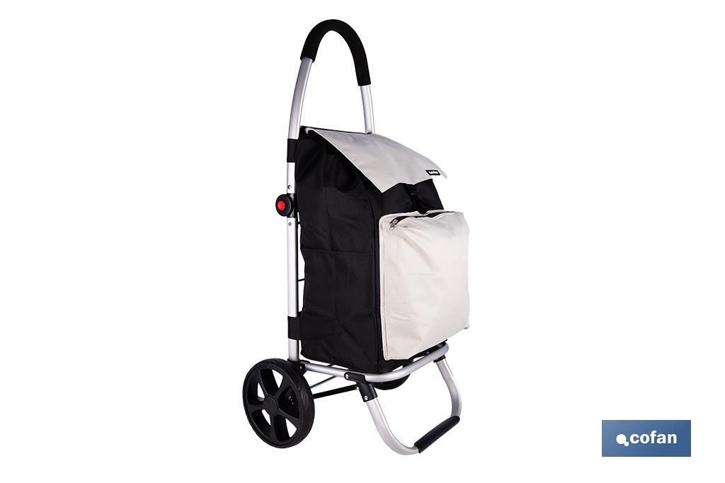 CARRO DE LA COMPRA NEGRO Y BEIGE PLEGABLE DE ALUMINIO CON 2 RUEDAS GRANDES 43 L