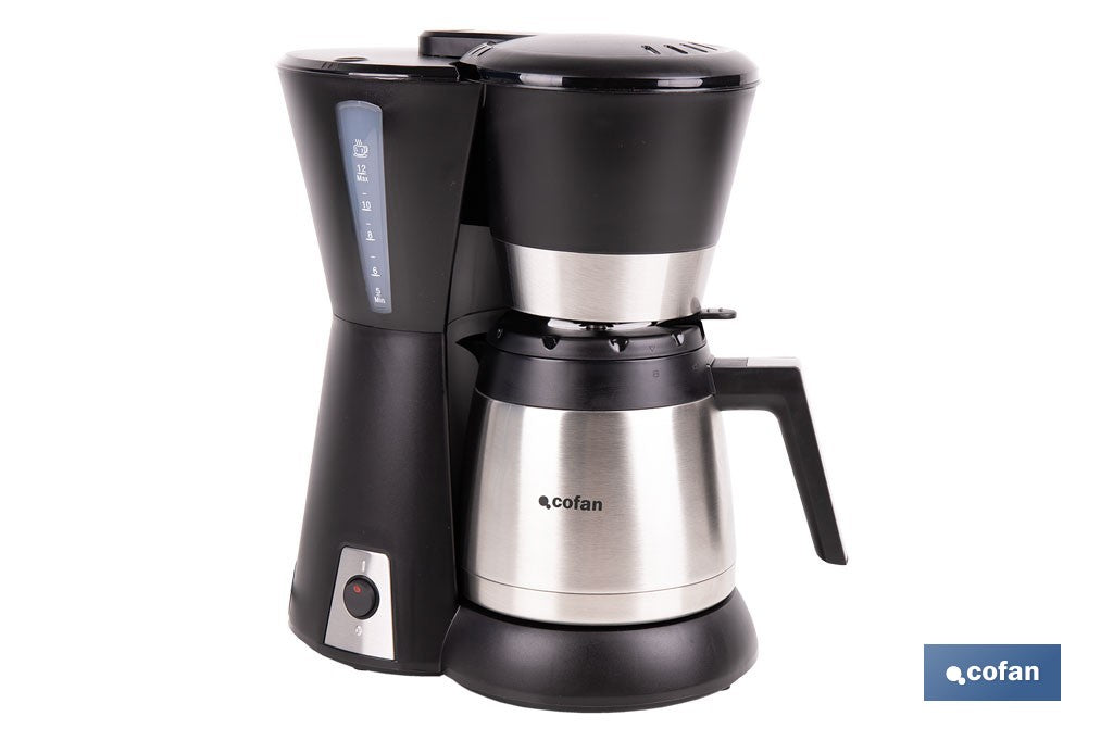 CAFETERA ELÉCTRICA DE GOTEO CON JARRA TERMO 800 W 12 TAZAS 1,2 L