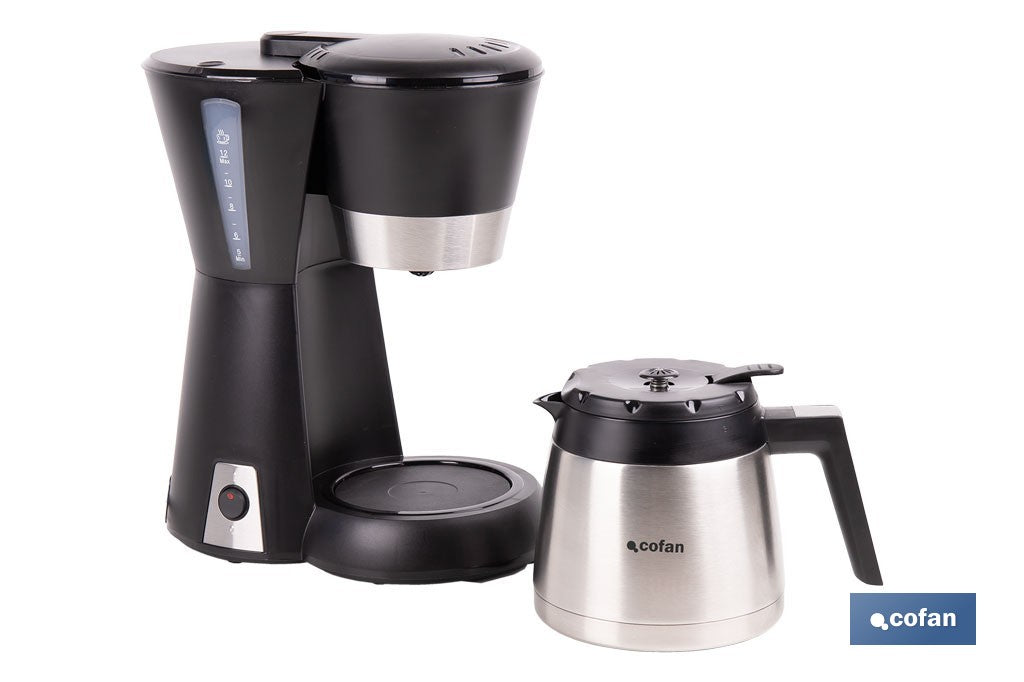 CAFETERA ELÉCTRICA DE GOTEO CON JARRA TERMO 800 W 12 TAZAS 1,2 L