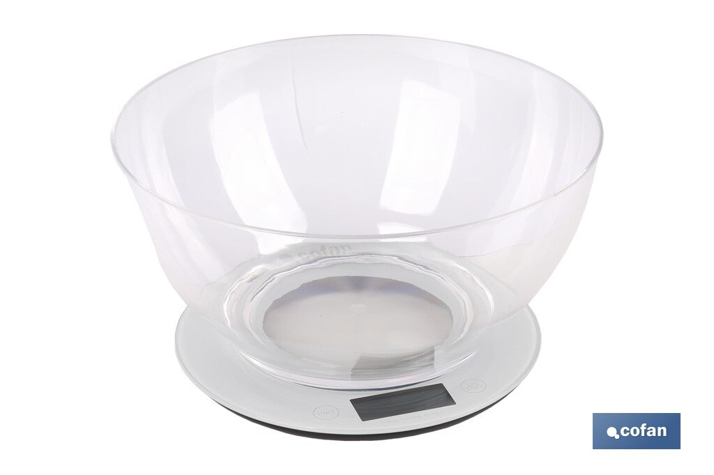 BÁSCULA DE COCINA DIGITAL CON CUENCO DE CAPACIDAD 3,8 L 10 KILOS Ø25,5 X 14 CM