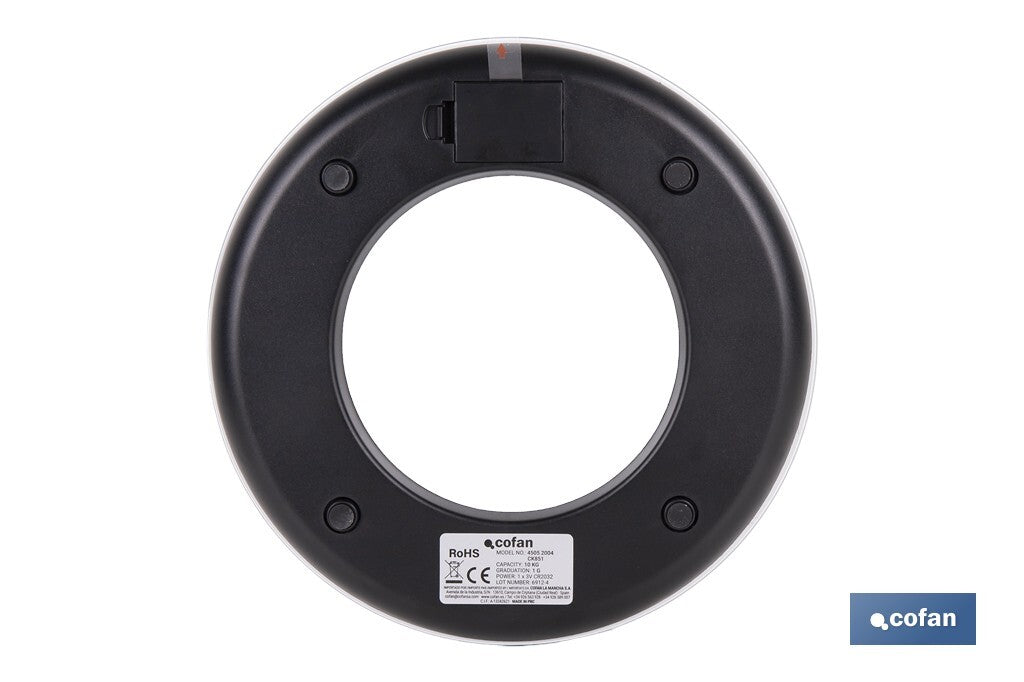 BÁSCULA DE COCINA DIGITAL CON CUENCO DE CAPACIDAD 3,8 L 10 KILOS Ø25,5 X 14 CM