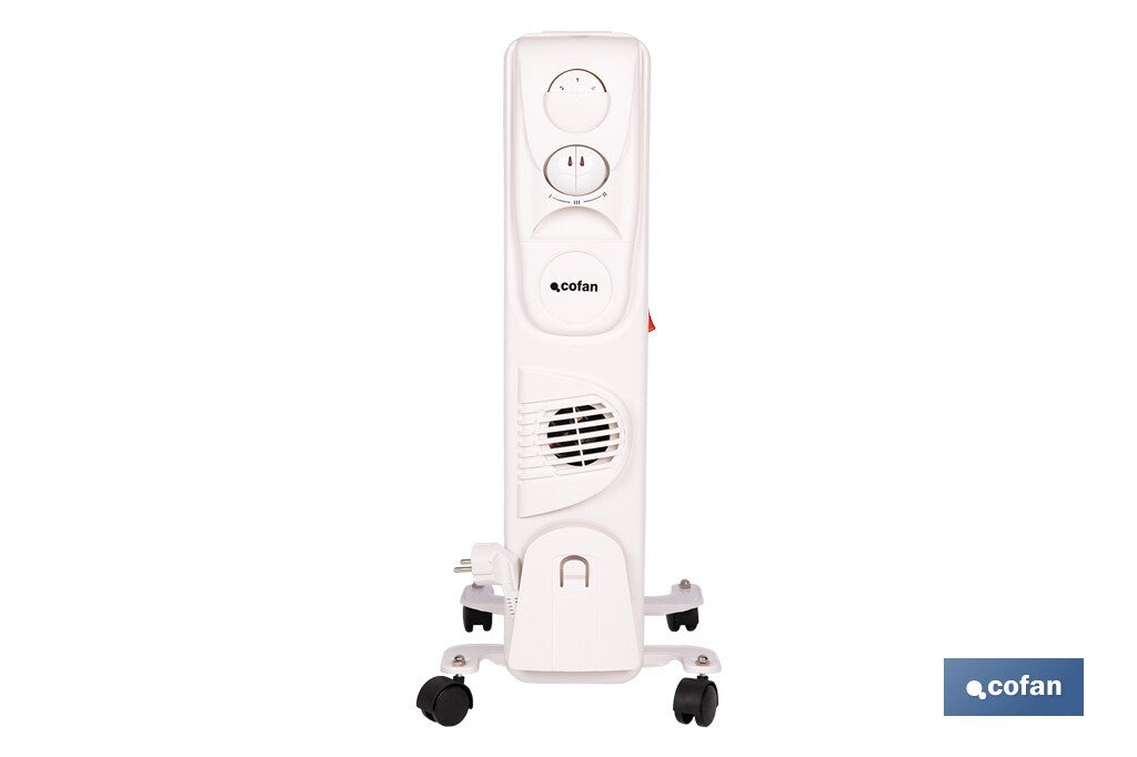 RADIADOR DE ACEITE CON TERMOSTATO REGULABLE Y VENTILADOR 7 ELEMENTOS 1500 W