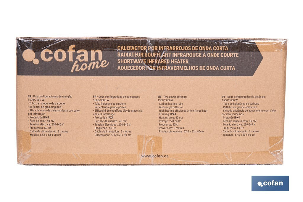 CALEFACTOR ONDA CORTA DE INFRARROJOS 1500/3000 W