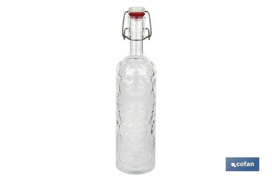 BOTELLA DE VIDRIO TRANSPARENTE CON CIERRE DE ESTRIBO 1 L