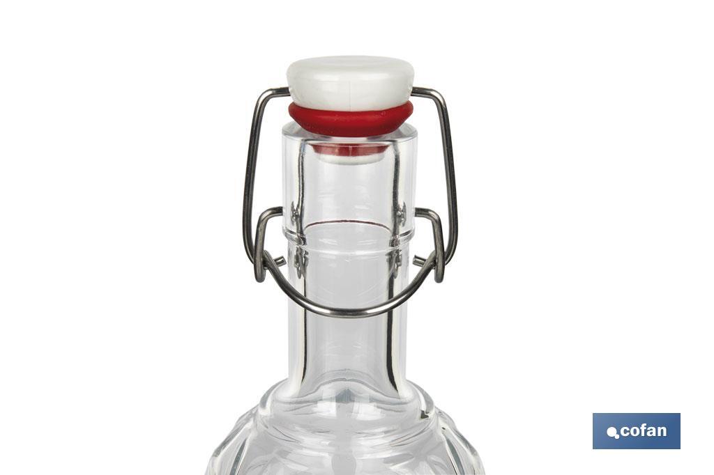 BOTELLA DE VIDRIO TRANSPARENTE CON CIERRE DE ESTRIBO 1 L