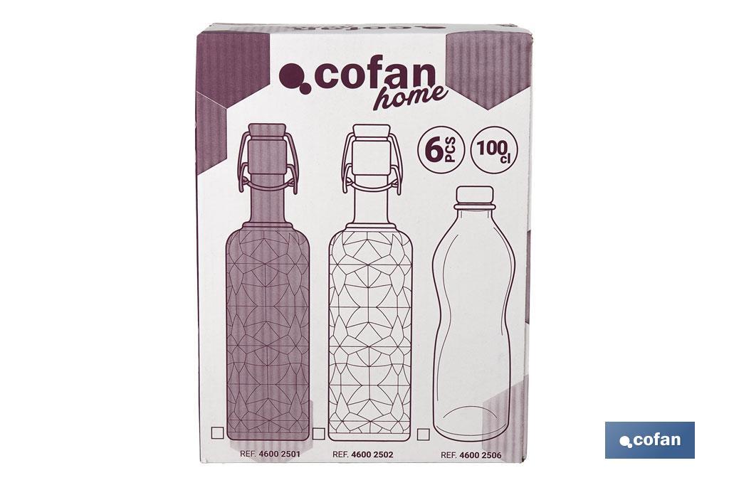 BOTELLA DE VIDRIO TRANSPARENTE TAPÓN ACERO INOXIDABLE 1 L VENTA UNITARIA
