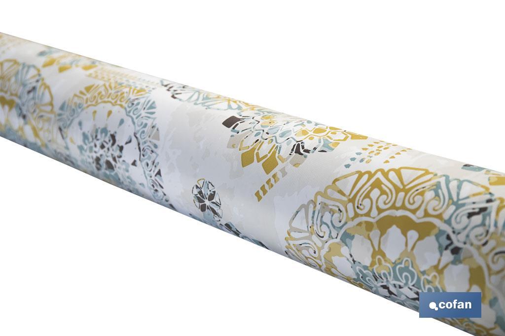 ROLLO DE MANTEL ANTIMANCHAS MOSAICO CÁLIDO 1,40 X 20 M