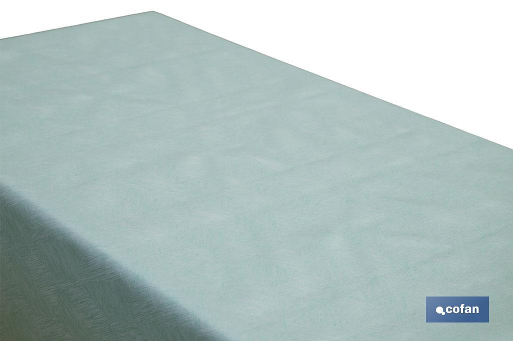 ROLLO DE MANTEL ANTIMANCHAS RESINADO TURQUESA 60 % ALGODÓN, 40 % POLIÉSTER 1,40 X 20 M