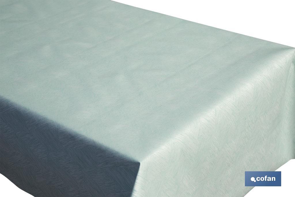 ROLLO DE MANTEL ANTIMANCHAS RESINADO TURQUESA 60 % ALGODÓN, 40 % POLIÉSTER 1,40 X 20 M