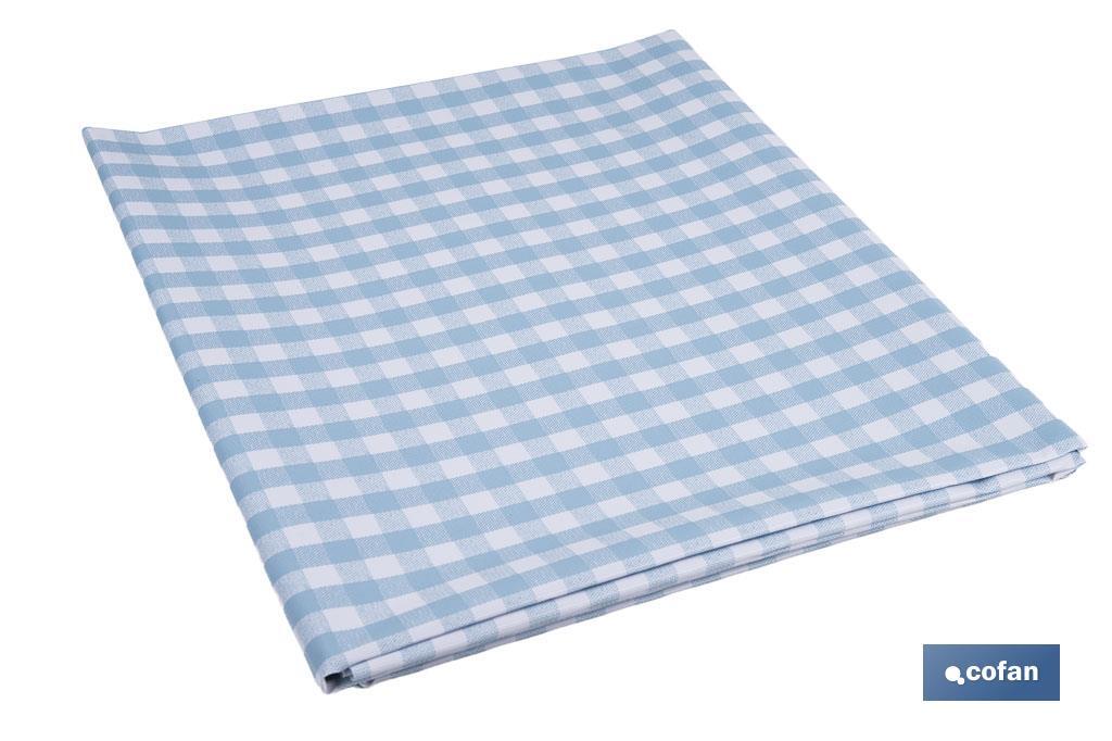 MANTEL ANTIMANCHAS CUADROS AZULES 1,40 X 1,80