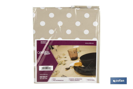 MANTEL ANTIMANCHA LUNARES BEIGE 1,40 X 2,50