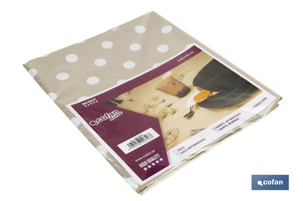MANTEL ANTIMANCHA LUNARES BEIGE 1,40 X 3,00