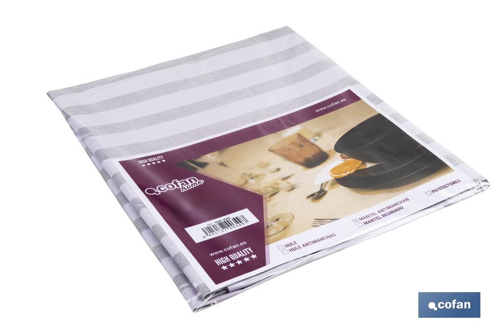 MANTEL ANTIMANCHAS RAYAS BEIGE Y BLANCAS   1,40 X 3,00