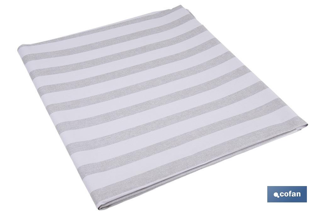 MANTEL ANTIMANCHAS RAYAS BEIGE Y BLANCAS   1,40 X 2,00