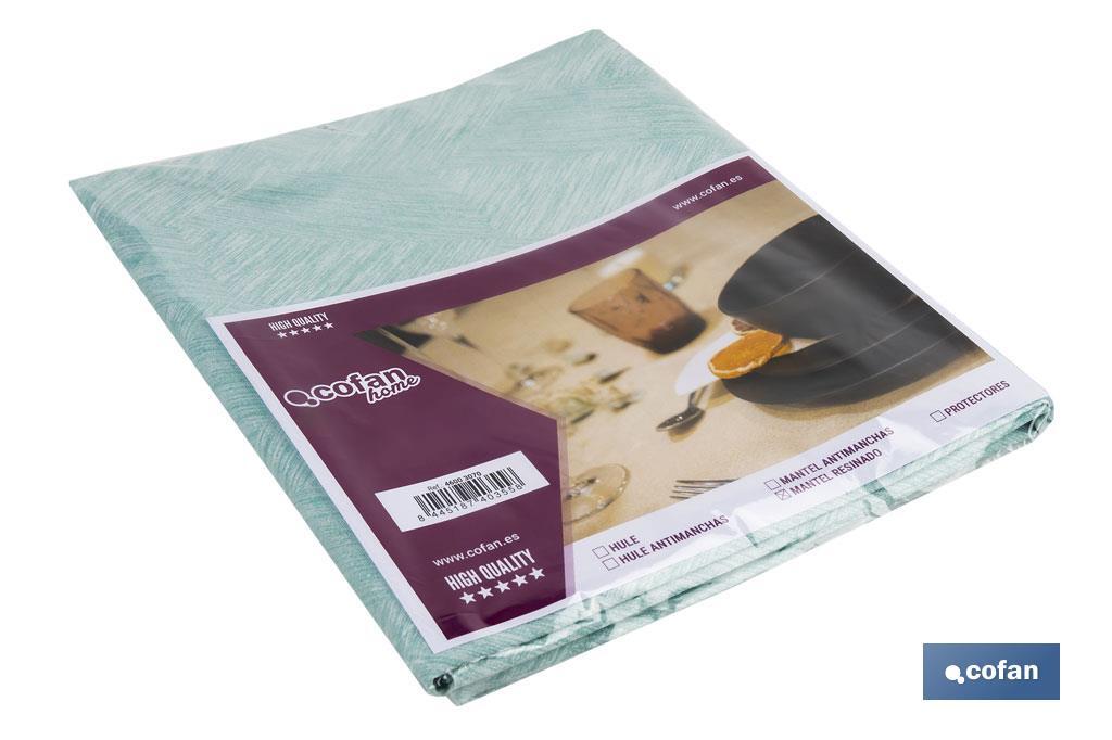 MANTEL ANTIMANCHAS RESINADO TURQUESA 1,40 x2,00m