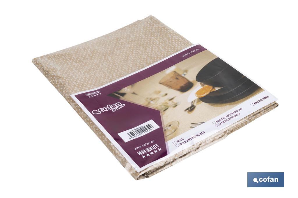 MANTEL ANTIMANCHAS RESINADO TEXTURA BEIGE  1,40 x2,50m