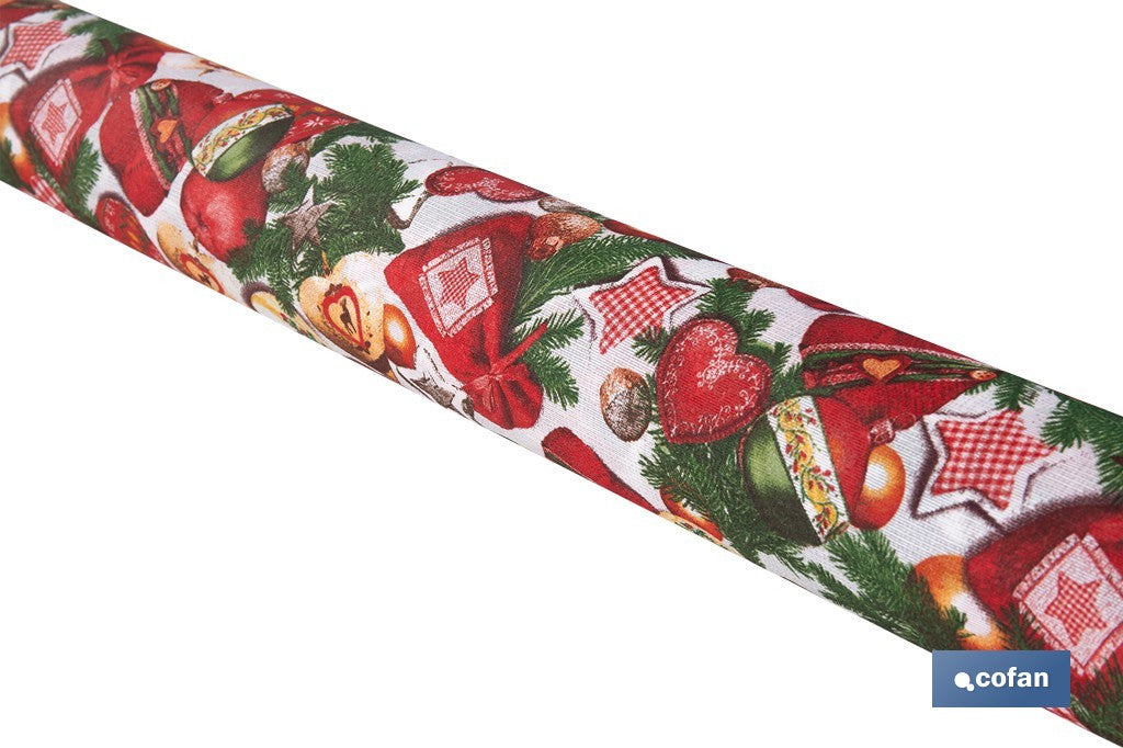 ROLLO DE MANTEL RESINADO ANTIMANCHAS ENCANTO NAVIDEÑO 75% ALGODÓN 25% POLIÉSTER 1,40 X 15 M