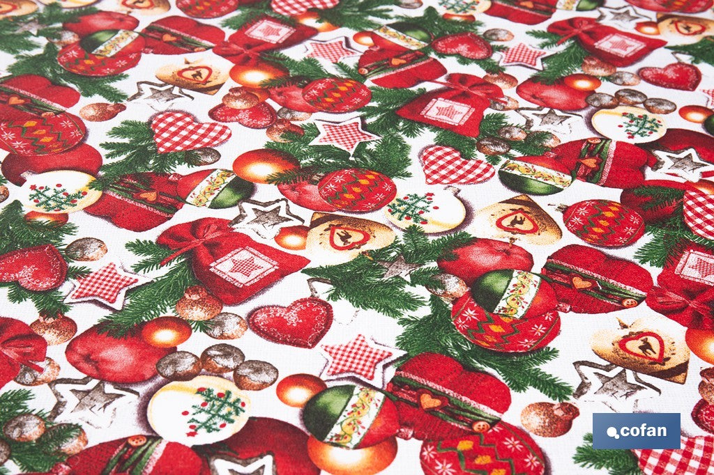 ROLLO DE MANTEL RESINADO ANTIMANCHAS ENCANTO NAVIDEÑO 75% ALGODÓN 25% POLIÉSTER 1,40 X 15 M