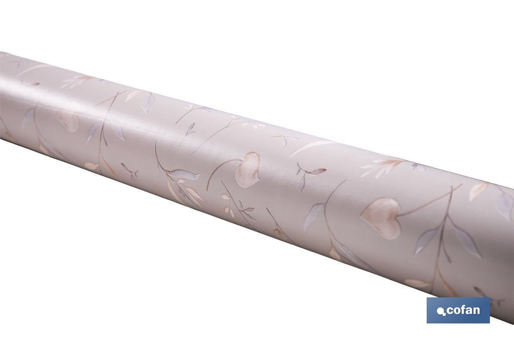 ROLLO DE HULE DISEÑO BOTÁNICO CON RAMAS DORADAS 1,40 X 20 M