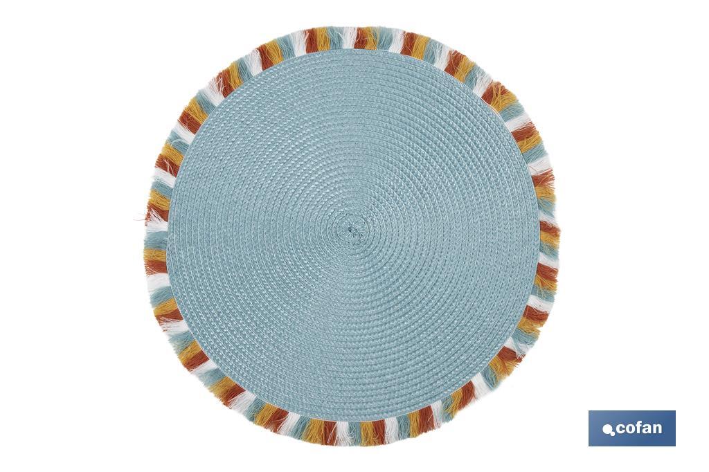 BAJOPLATO REDONDO DE COLOR AZUL MEDIDA 38 CM