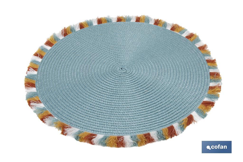 BAJOPLATO REDONDO DE COLOR AZUL MEDIDA 38 CM
