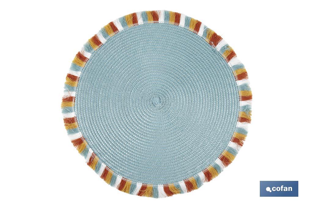 BAJOPLATO REDONDO DE COLOR AZUL MEDIDA 38 CM