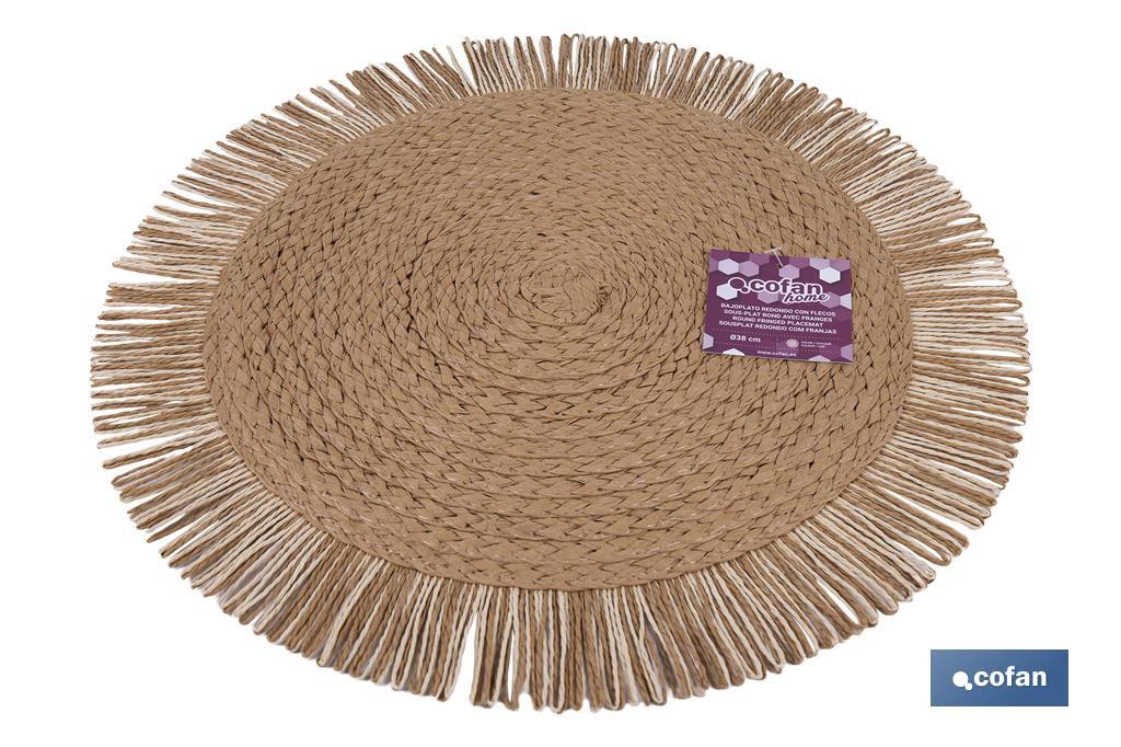 BAJOPLATO REDONDO FLECOS DE COLOR NATURAL MEDIDA 38 CM