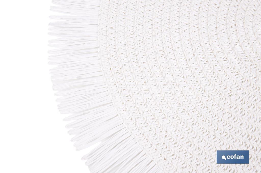 BAJOPLATO REDONDO FLECOS DE COLOR BLANCO MEDIDA 38 CM
