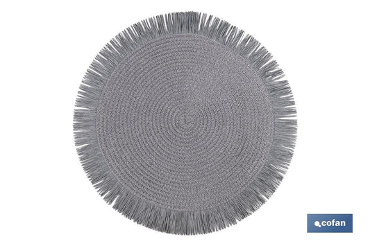 BAJOPLATO REDONDO FLECOS DE COLOR GRIS  MEDIDA 38 CM
