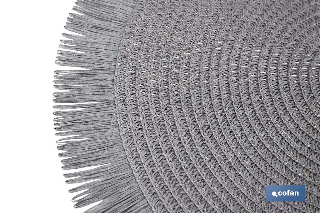 BAJOPLATO REDONDO FLECOS DE COLOR GRIS  MEDIDA 38 CM